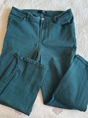 1822 Denim Teal-Green High-Rise Straight Jeans